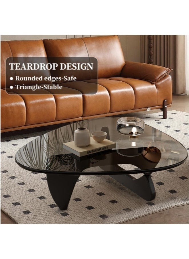 WALALLA Modern Glass Coffee Table for Living Room, Small mid Century Modern Coffee Table, Sleek Coffee Tables, Suitable for Bedroom Living Room Reception Office Tables,Black/Grey 83*57*40cm - Image 4
